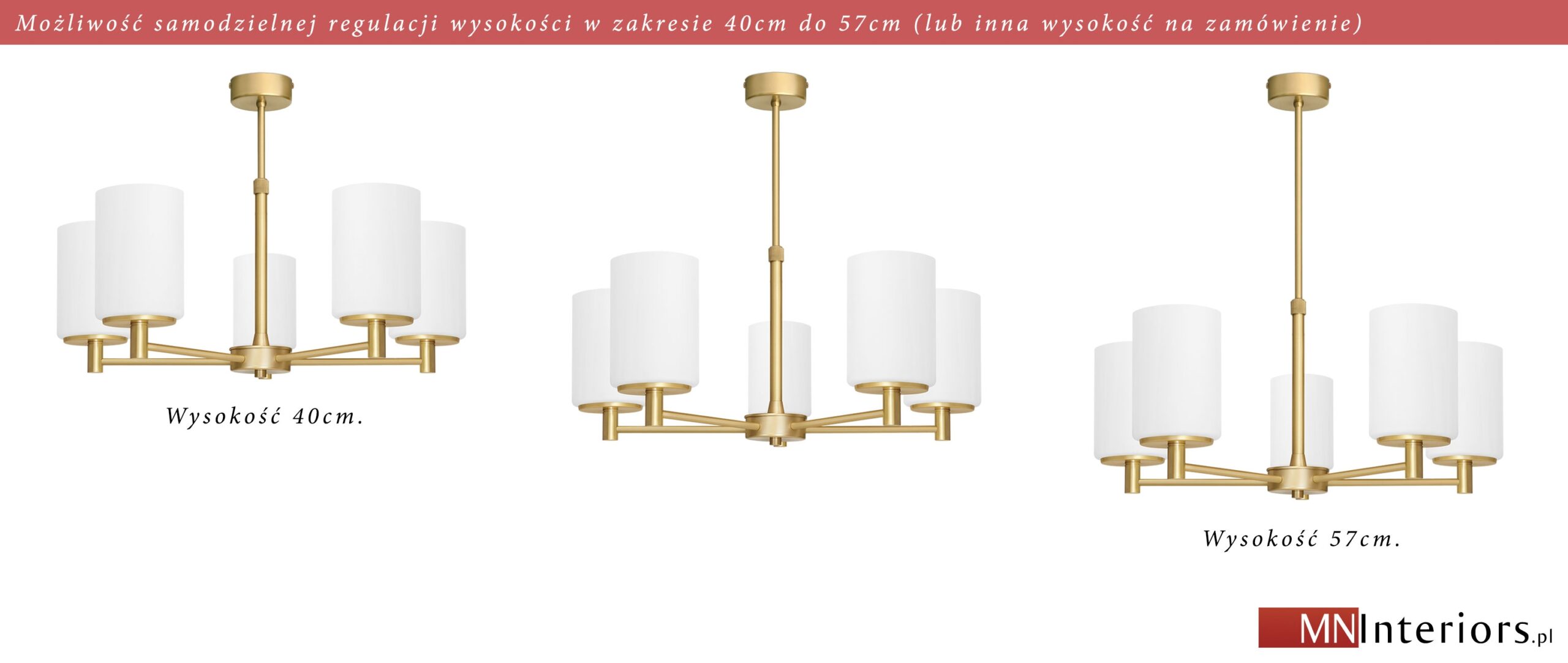 Złoty regulowany nowoczesny żyrandol KR-S5AR - obrazek 2