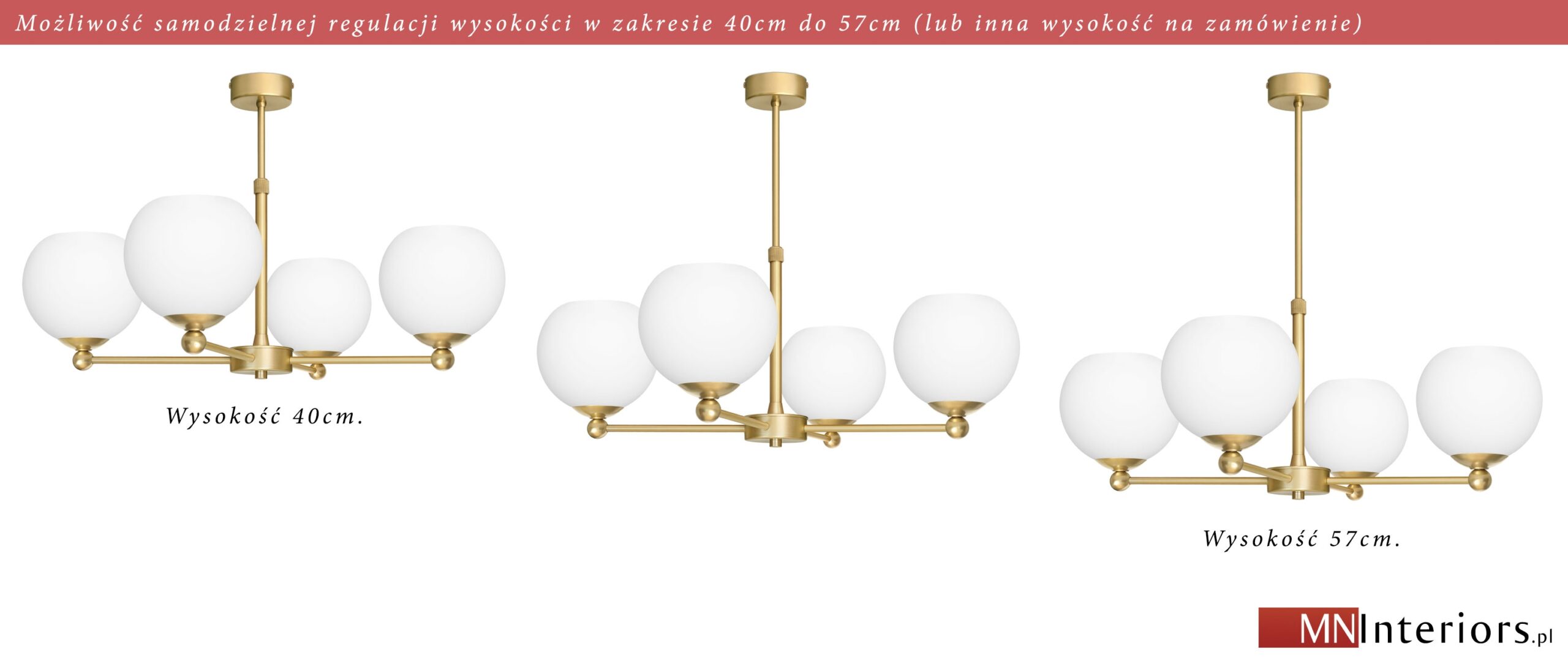 Złoty regulowany żyrandol KLM-S4AR - obrazek 2