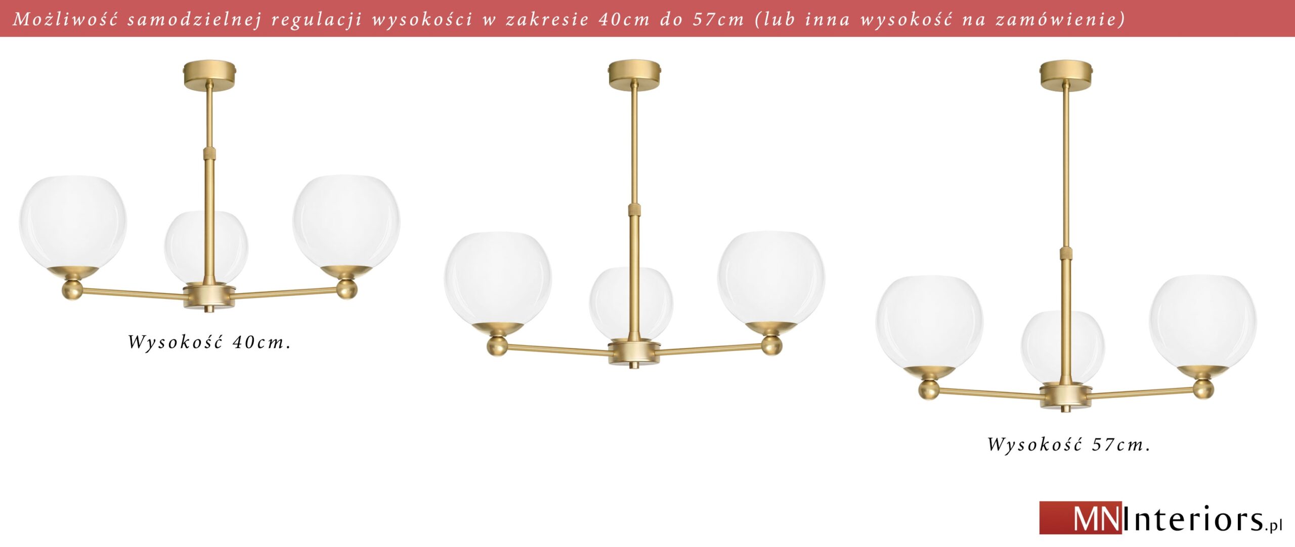 Nowoczesny złoty mosiężny żyrandol KL-S3AR - obrazek 2