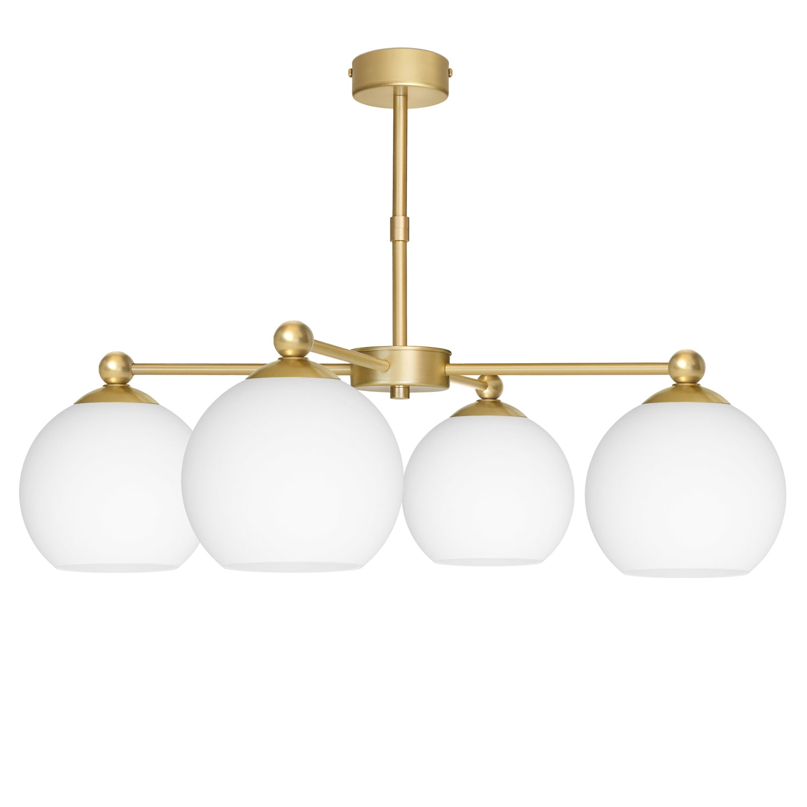 Złota lampa do salonu z 4 kloszami KLM-S4
