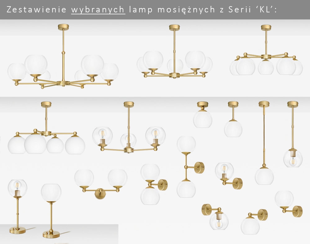 Krótka złota lampa z mosiądzu  KLT-S1B - obrazek 4