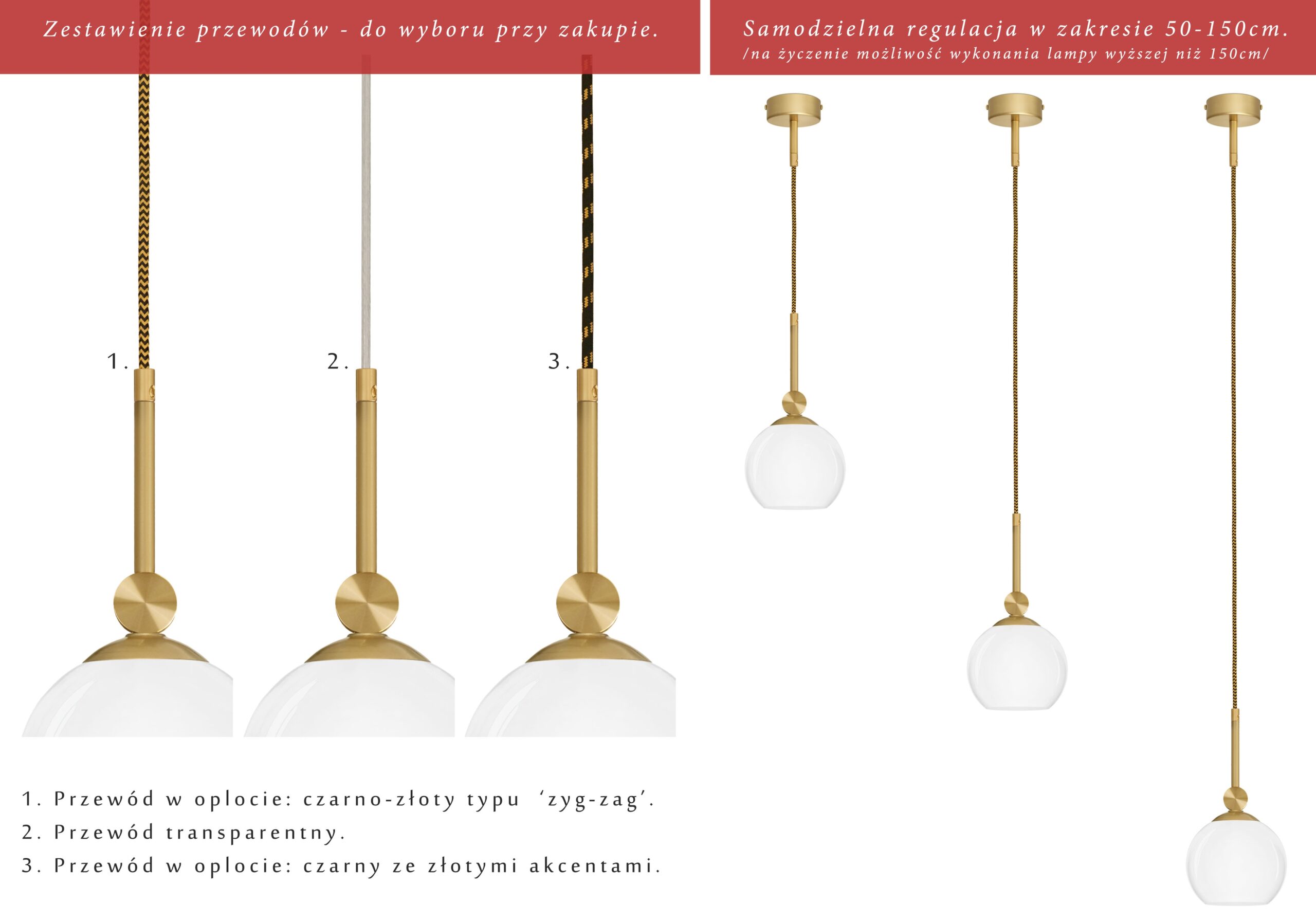 Długa złota lampa wisząca do sypialni K-S1G - obrazek 2