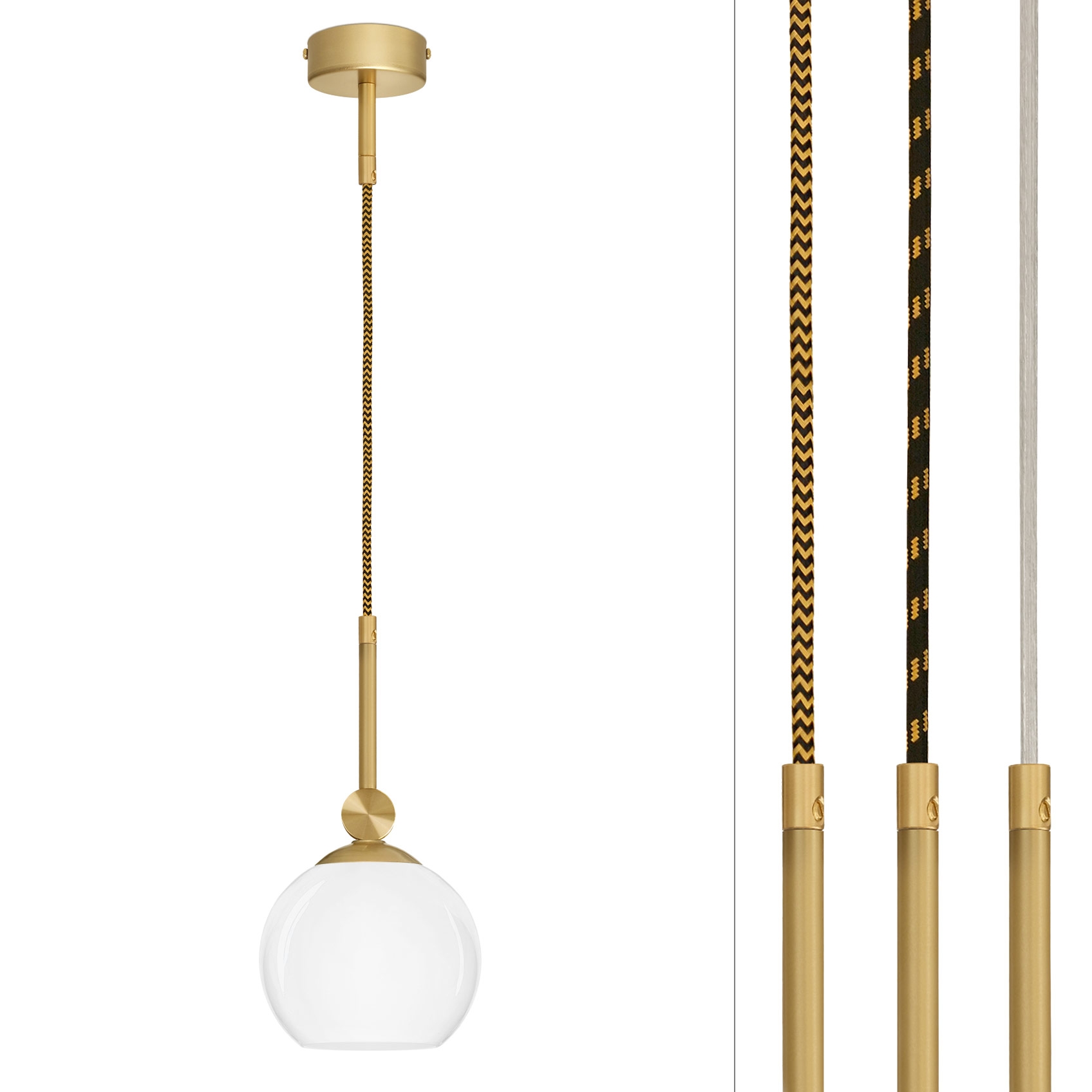 Długa złota lampa wisząca do sypialni K-S1G