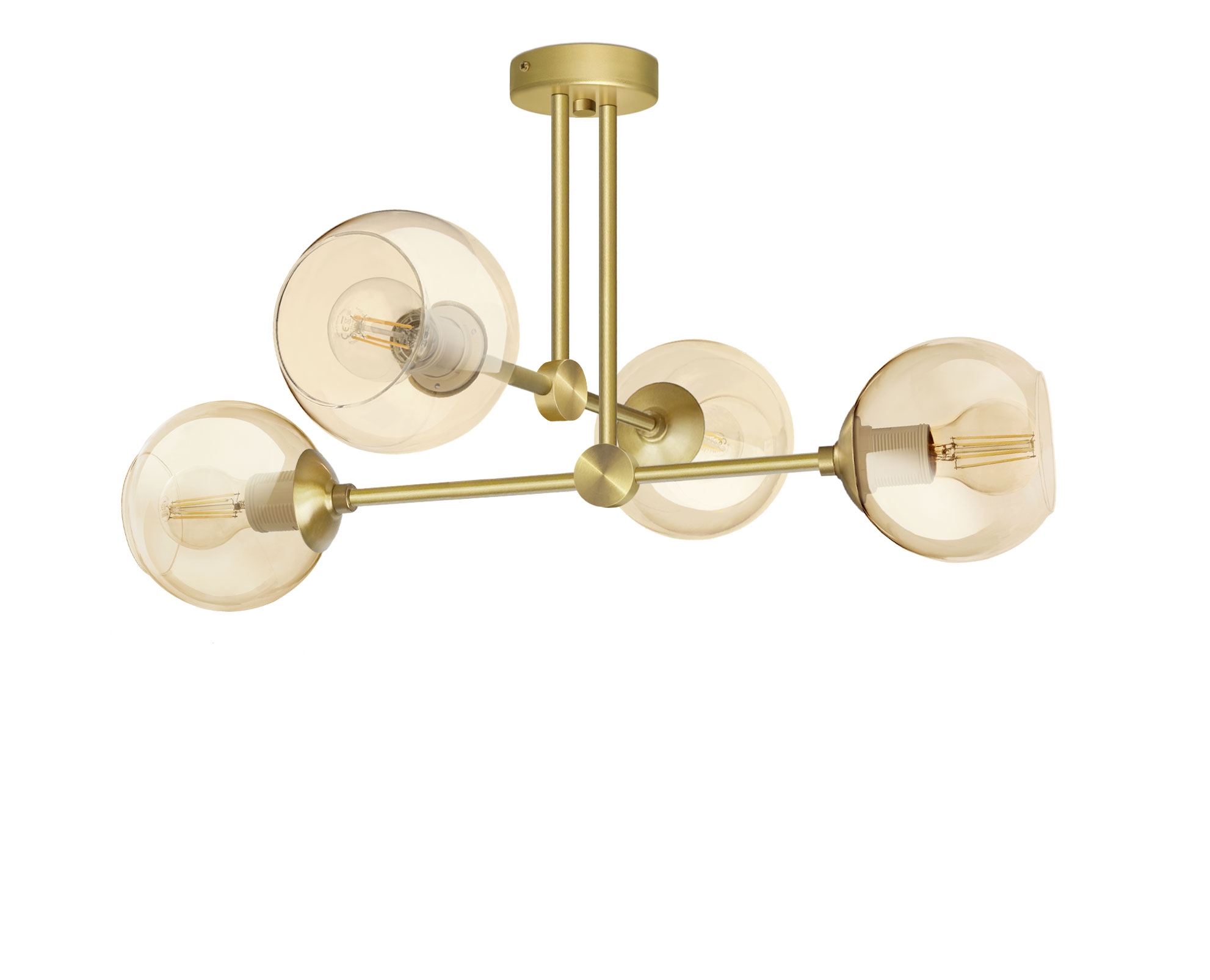 Nowoczesna lampa wisząca 4 klosze bursztynowe GB-S4S