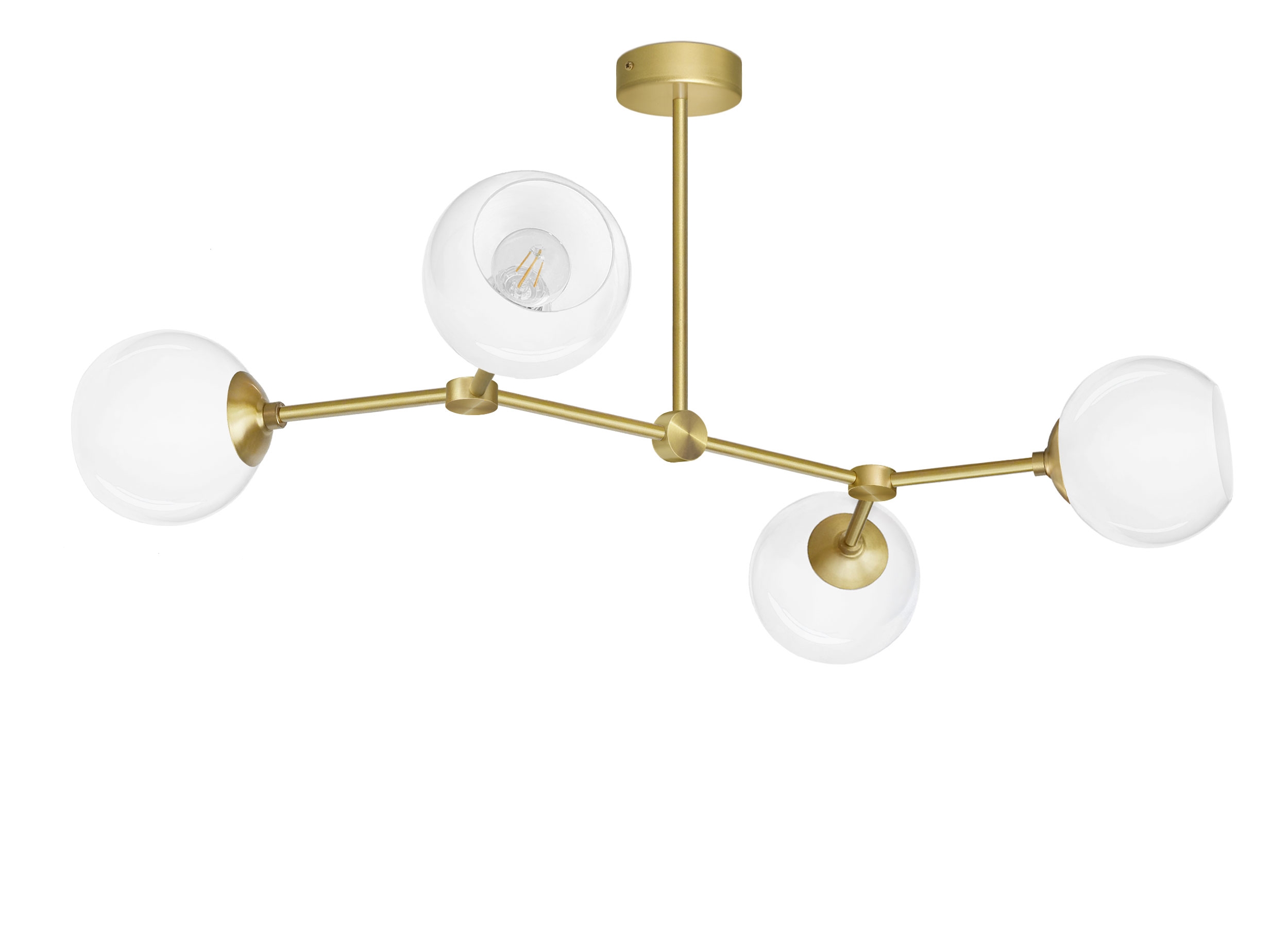 Złota lampa wisząca 4 kule G-S4T