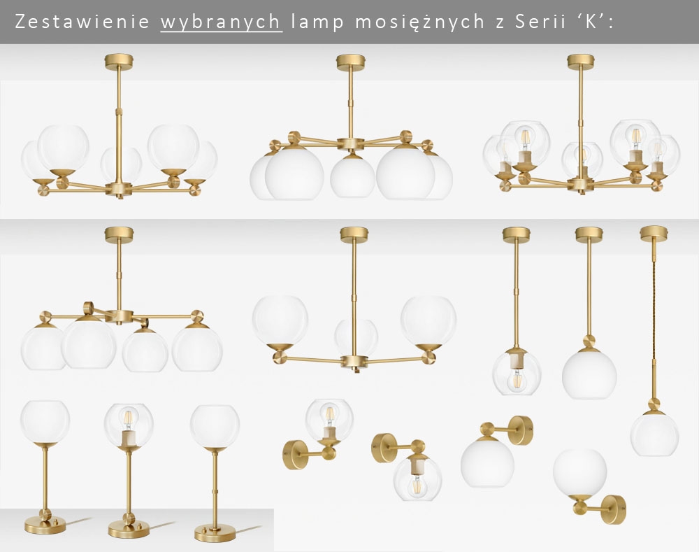 Złota lampa wisząca mosiądz szczotkowany KM-S3L - obrazek 3