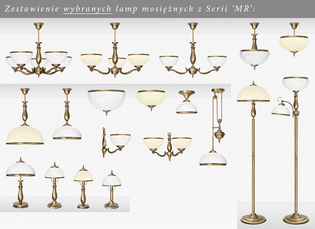 Niska mosiężna klasyczna lampa z kloszem 30cm MR-PL1GE30 - obrazek 3