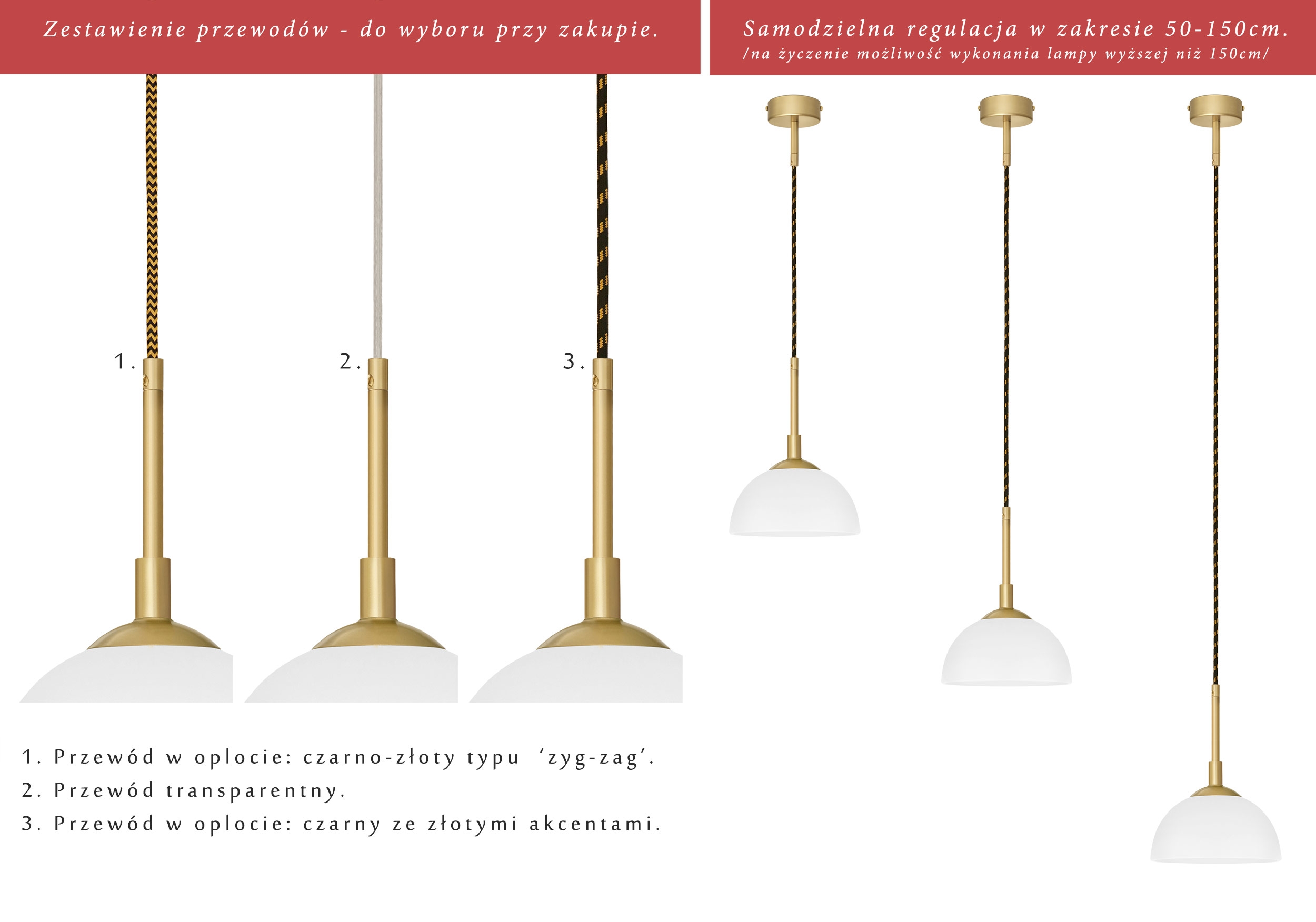 Mosiężna lampa wisząca nad stolik nocny EM-S1G - obrazek 2