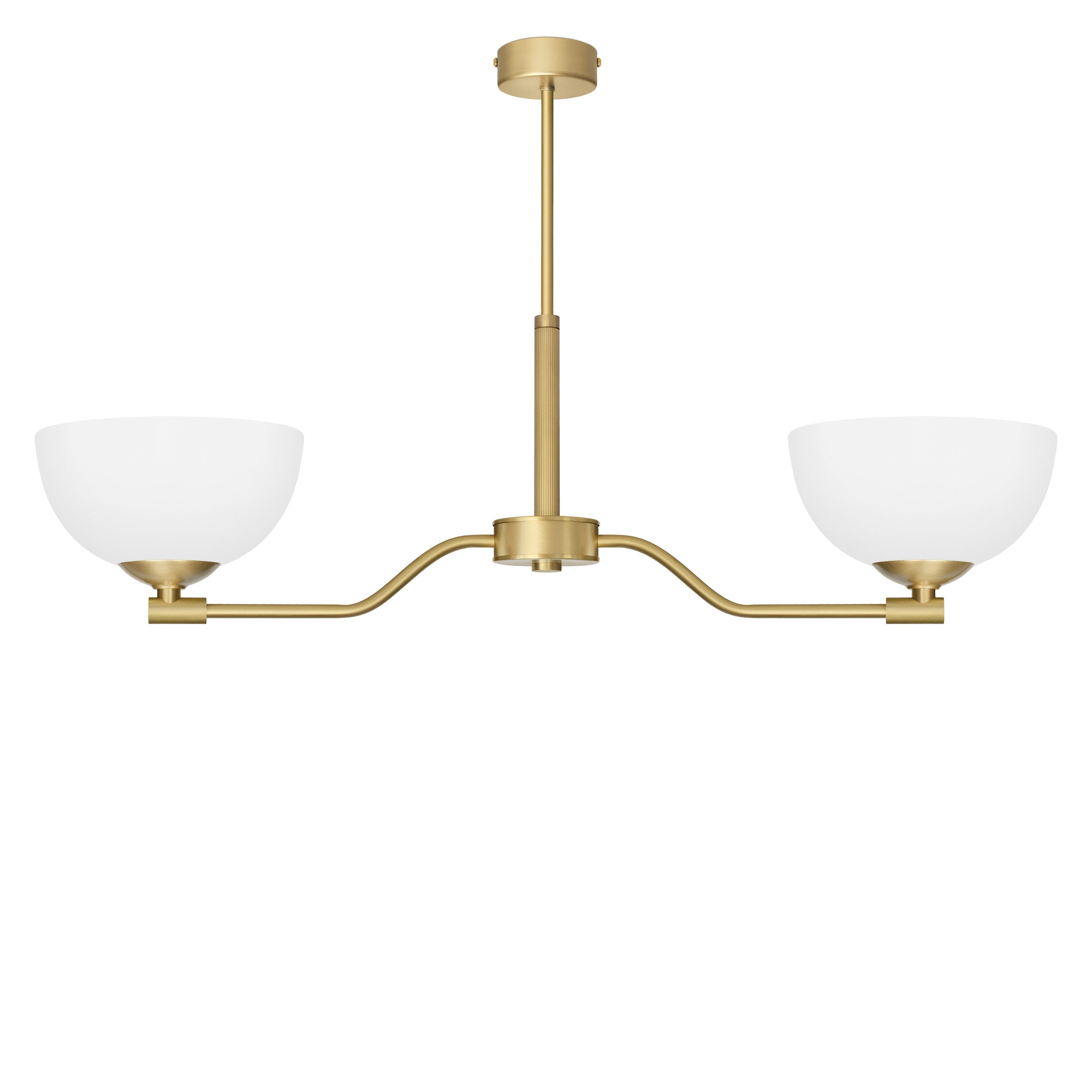 Lampa mosiężna sufitowa 2-płomienna z białymi kloszami EM-S2A