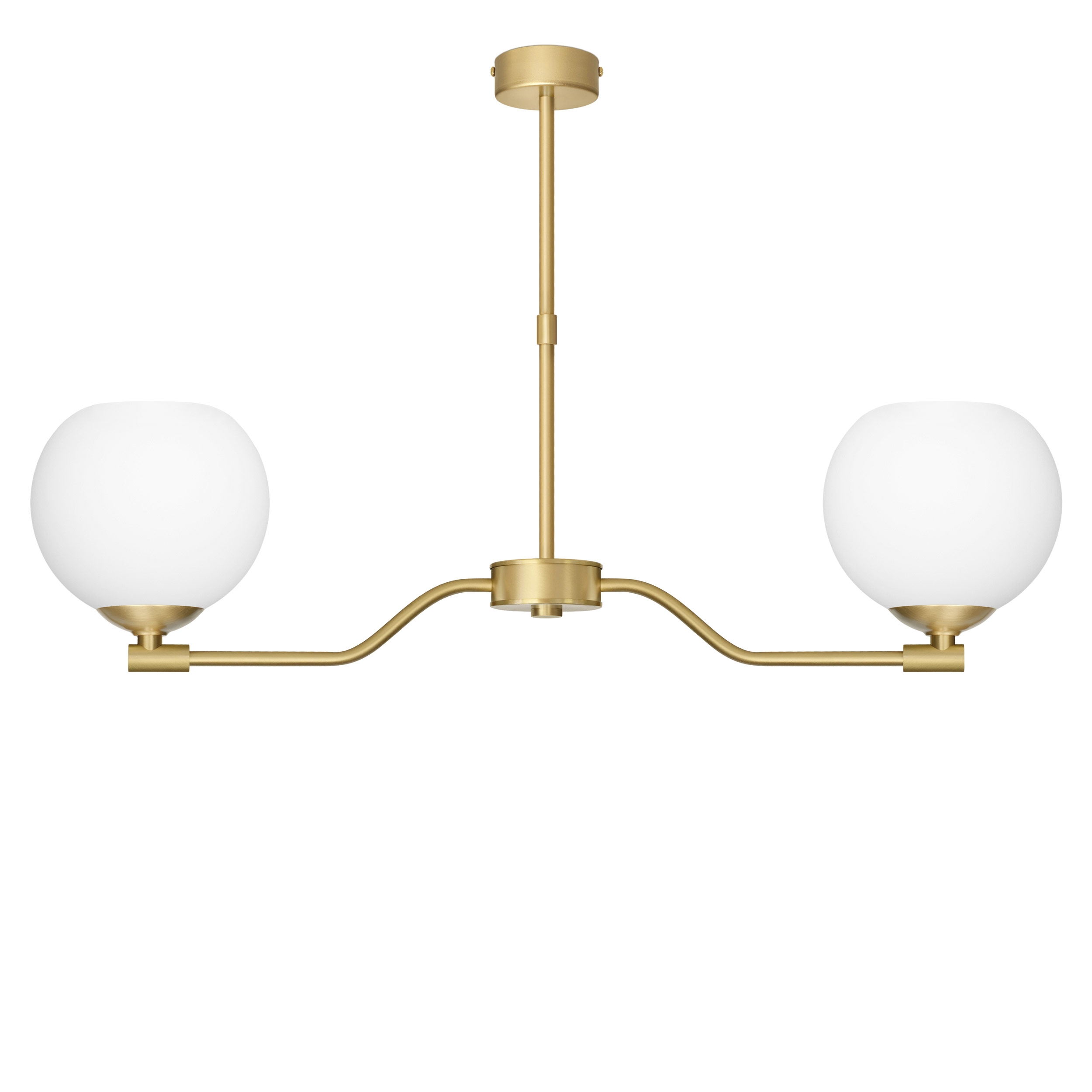 Złota lampa wisząca z białymi szklanymi kulami EK-S2AU