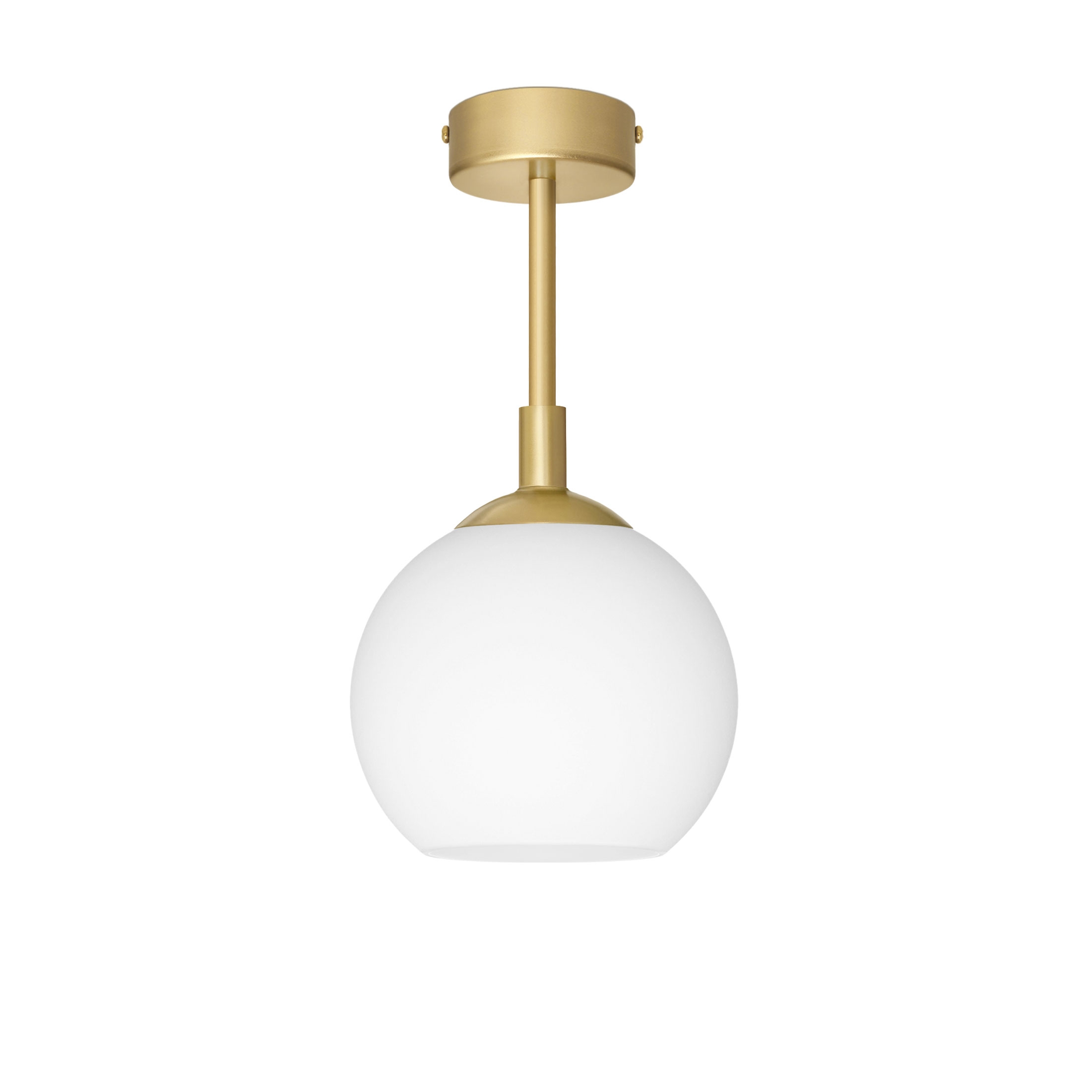 Nowoczesna mosiężna lampa wisząca z białym szklanym kloszem EK-S1B-16