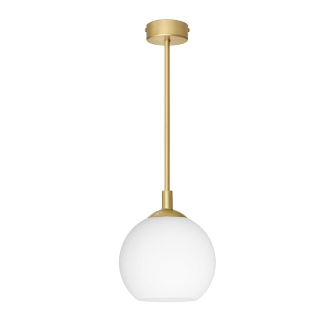 Minimalistyczna lampa mosiężna z białą szklaną kulą EK-S1U-18