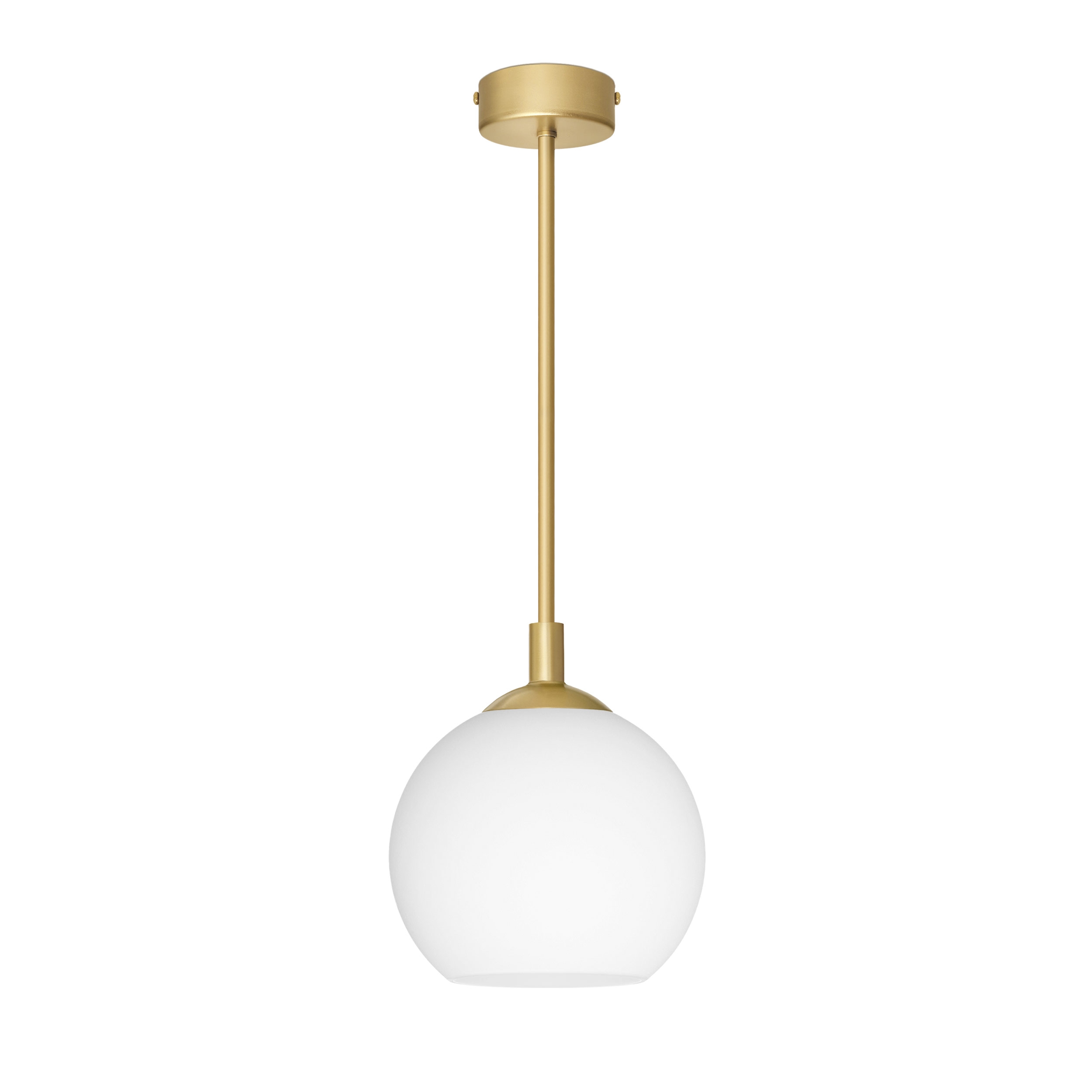 Minimalistyczna lampa mosiężna z białą szklaną kulą EK-S1U-18