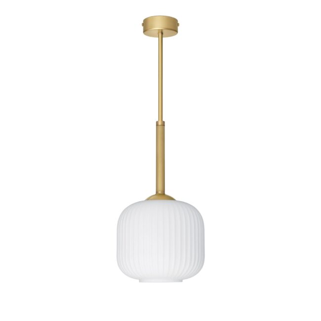 Nowoczesna lampa wisząca z rowkowanym białym kloszem ER-S1-19