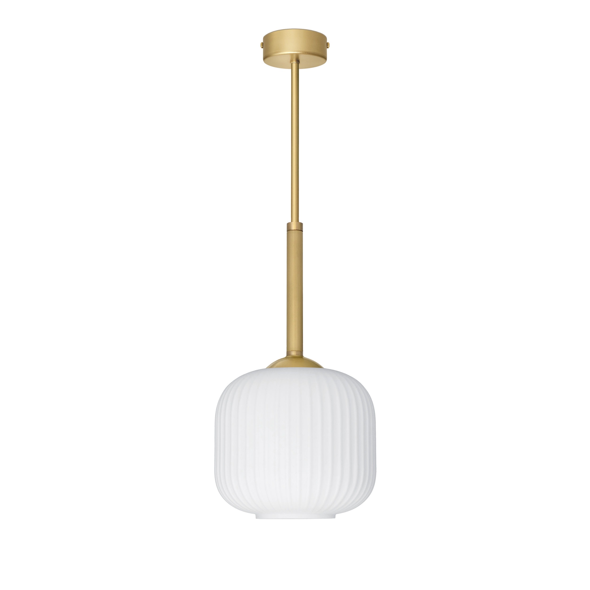 Nowoczesna lampa wisząca z rowkowanym białym kloszem ER-S1-19