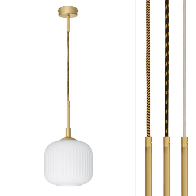 Złota lampa wisząca z ciekawym szklanym kloszem ER-S1G-19
