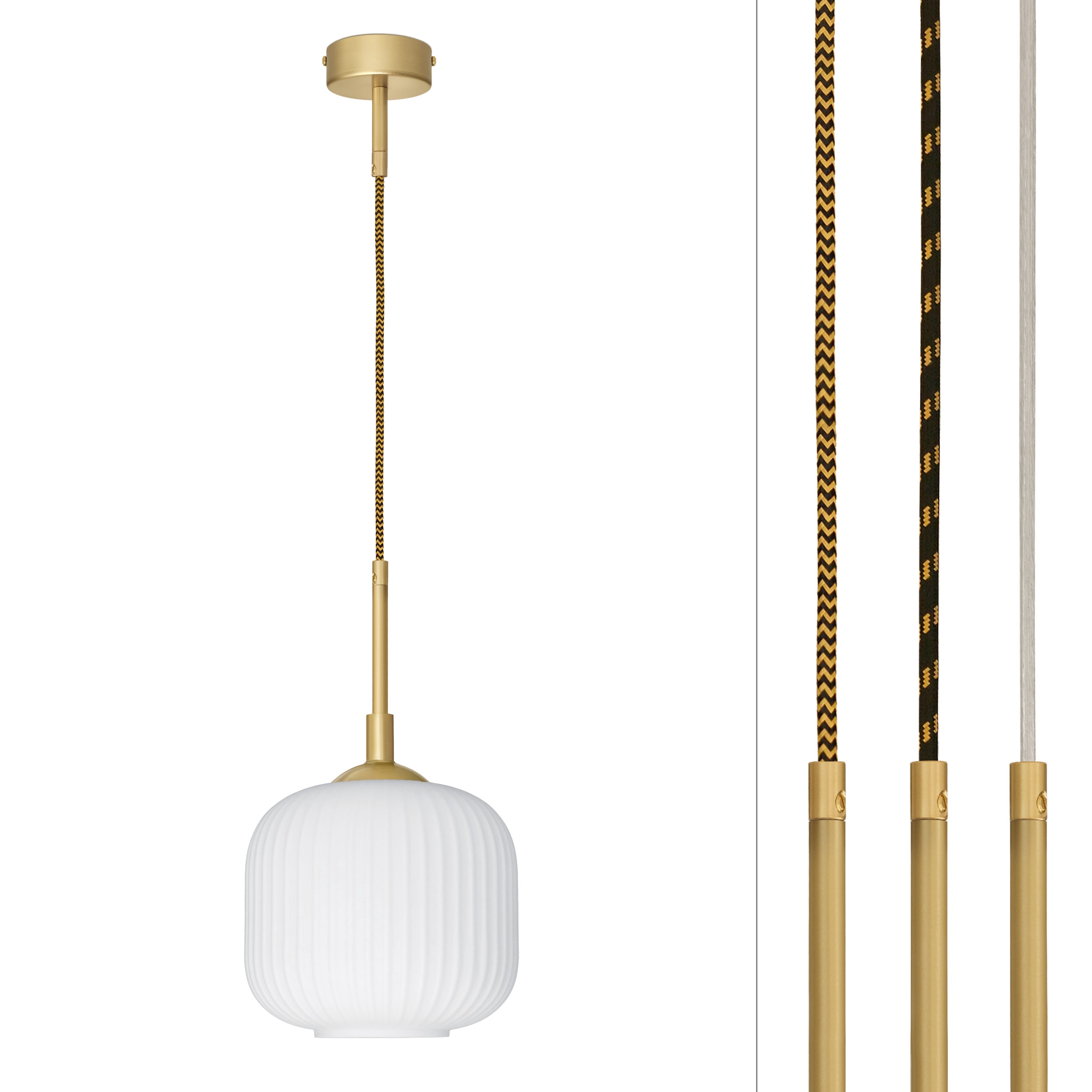 Złota lampa wisząca z ciekawym szklanym kloszem ER-S1G-19