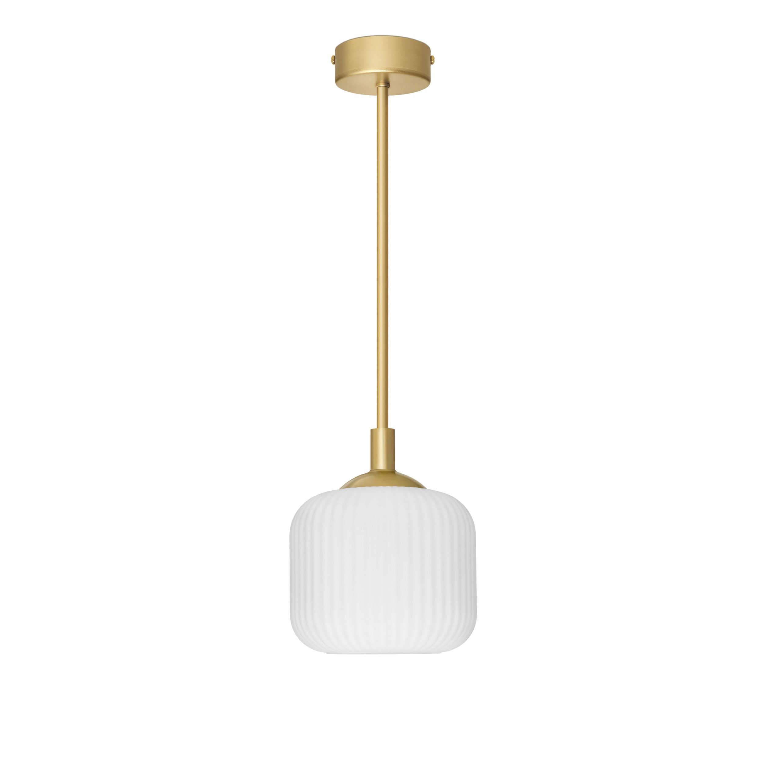 Złota delikatna lampa mosiężna wisząca z białym kloszem ER-S1U-15